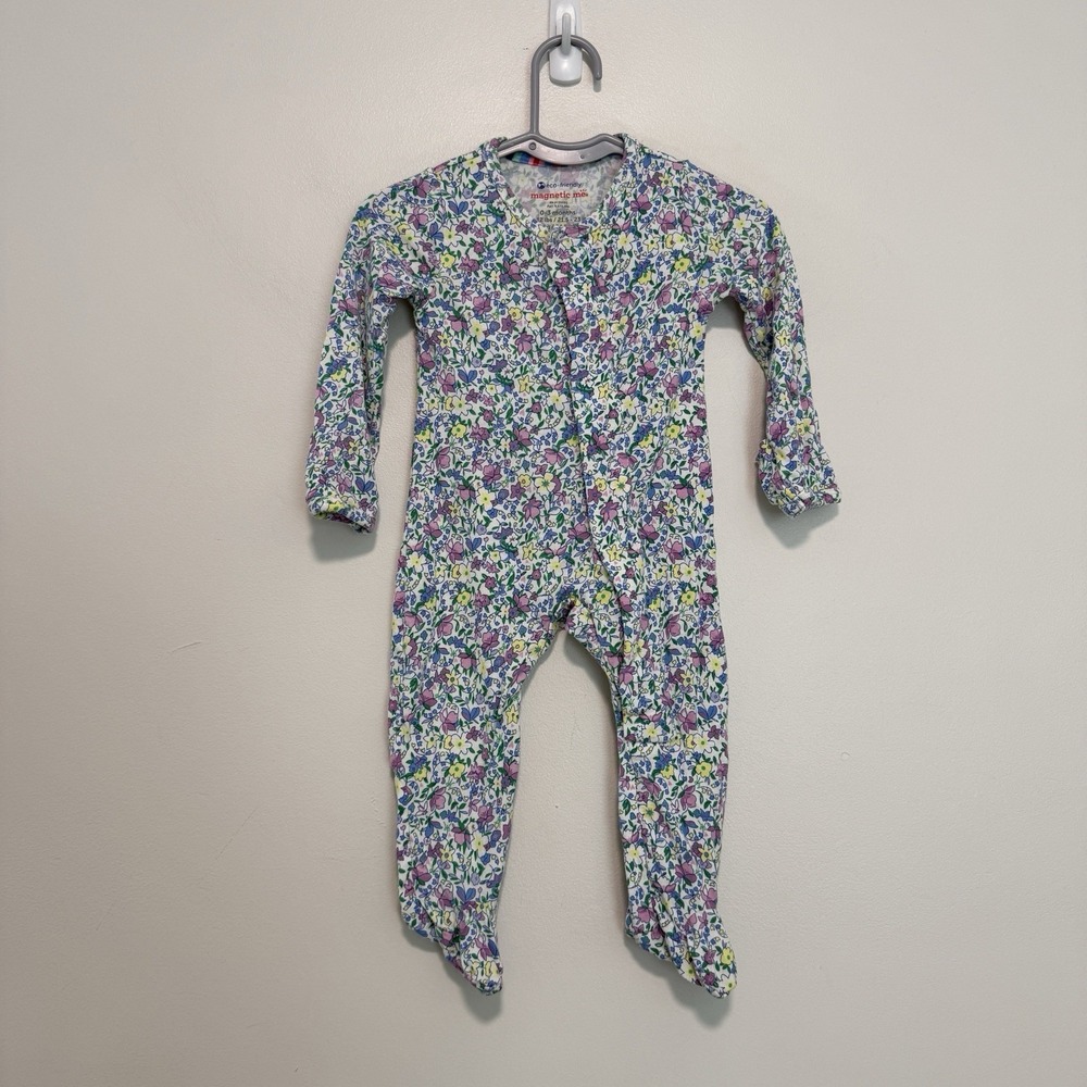 Magnetic Me Purple Yellow Green Floral Footie One Piece Size 0-3 Months